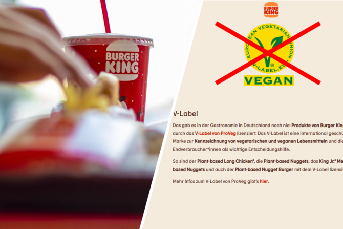 Bald wird das V-Label wohl wieder von der website von Burger King verschwinden...