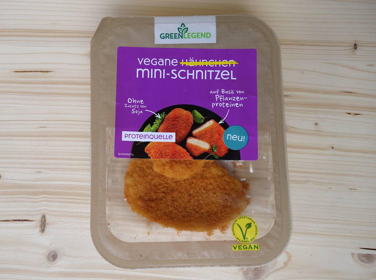 Vorderseite der "Veganen Mini-Schnitzel" von Green Legend