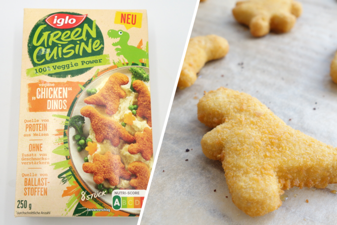 Neu auf dem Markt: "Vegane Chicken Dinos" von Iglo (Green Cuisine).