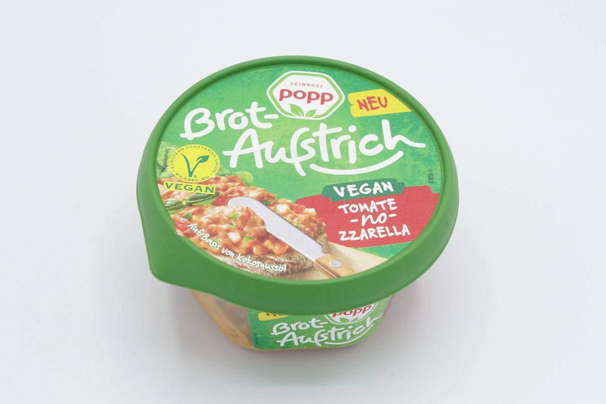 Eine Packung "Tomate-No-zzarella"-Aufstrich enthält 150 Gramm.