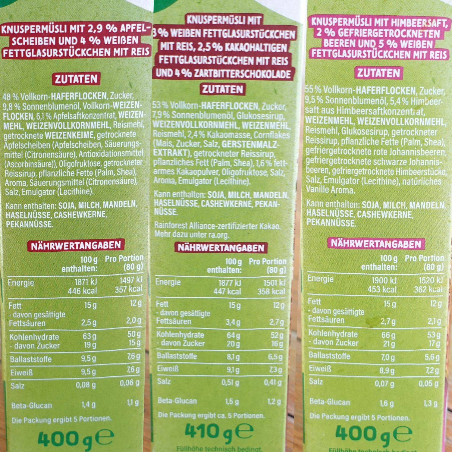 Zutaten & Nährwerte des "Veganen Müsli" von Dr. Oetker.